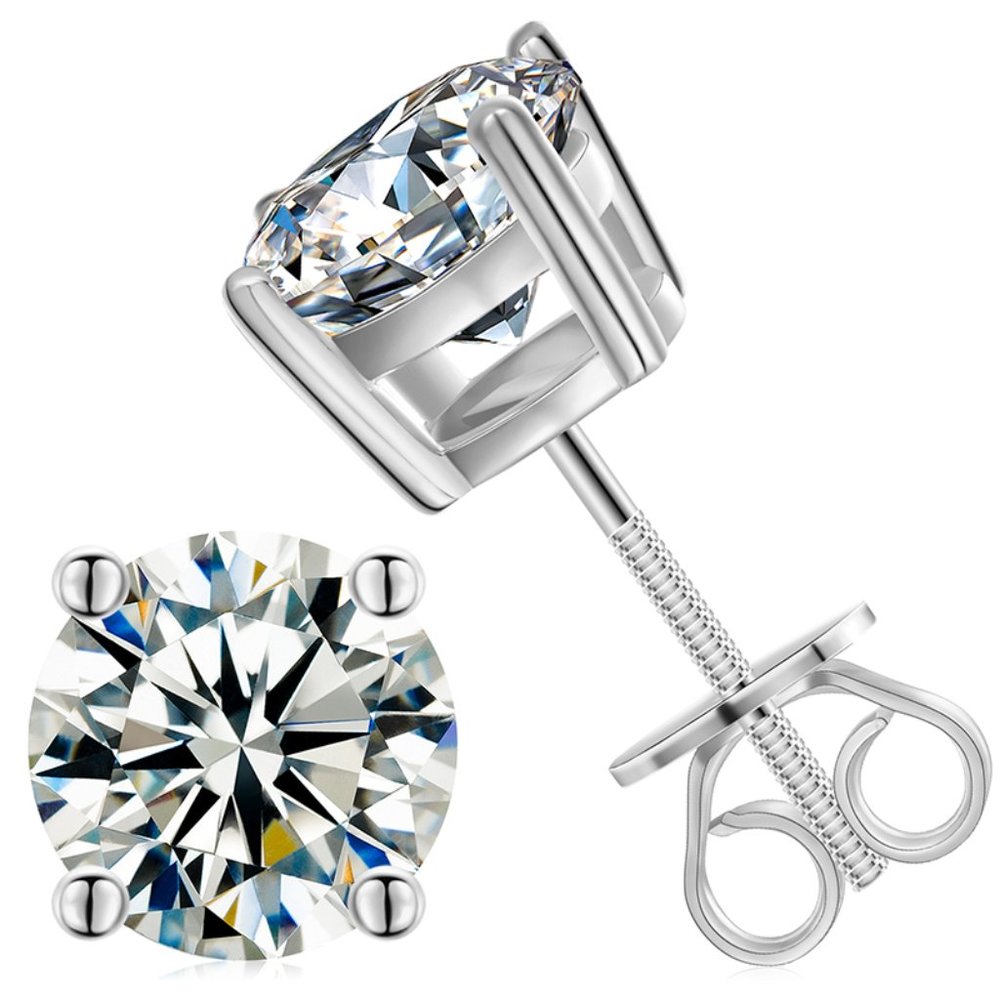 Certified 1.60 Carats Stud Earrings Moissanite Diamond solid 925 Sterling Silver